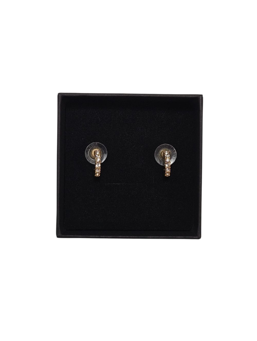Swarovski Crystal Hoop Earrings Gold Tone